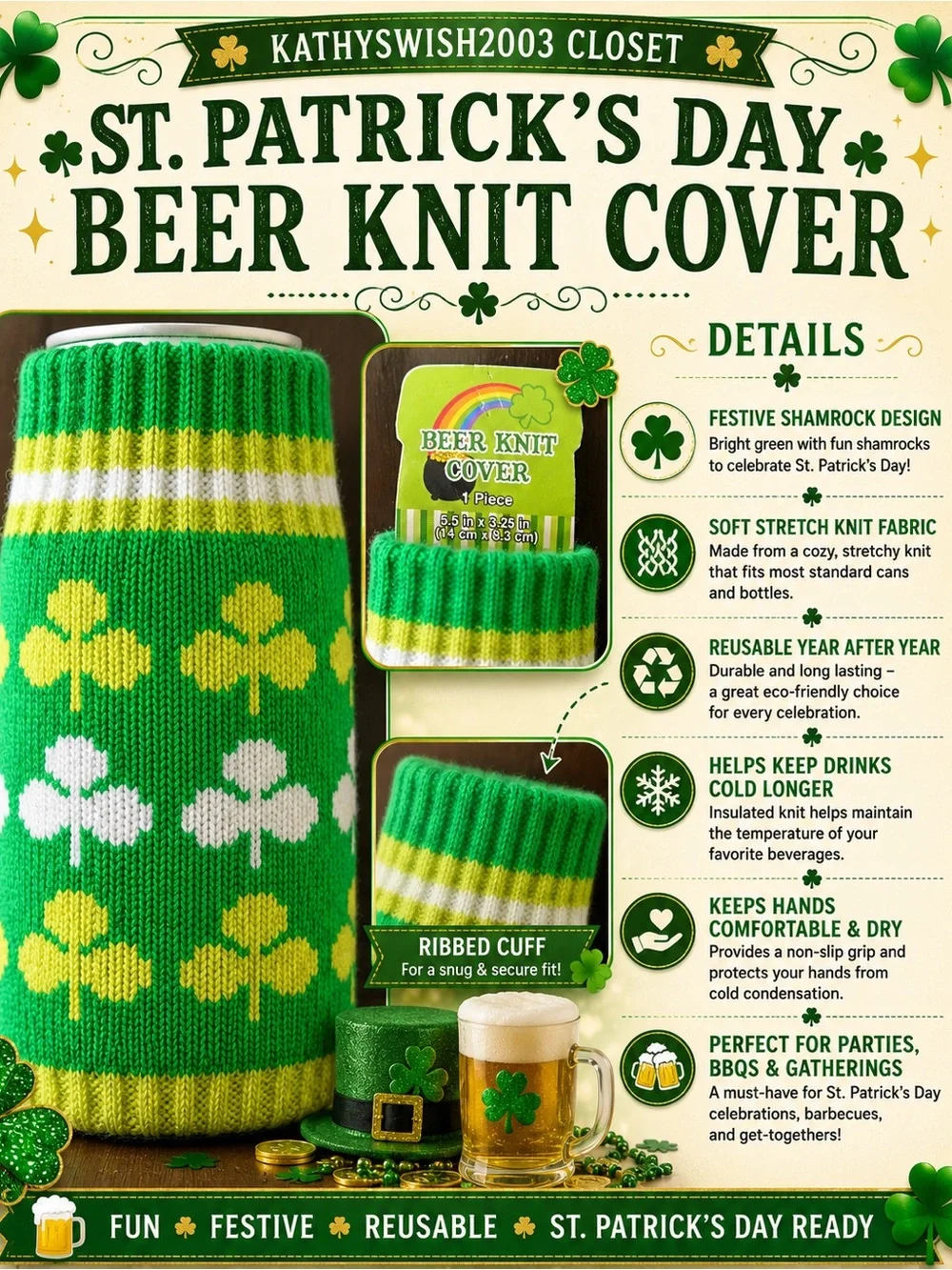 Drink Knit Cover to Celebrate St Patrick’s Day